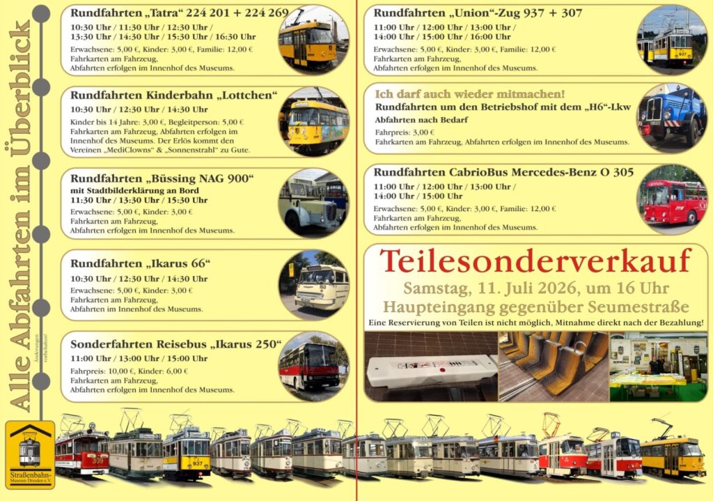 Fahrplan Öffnungstag Juli 2026